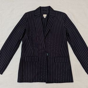 A NEW DAY Blue White Pinstripes Boyfriend Blazer